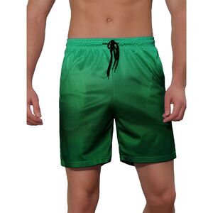 Men's Contrasting Colors Patterned Beach Swimming Board Shorts Green